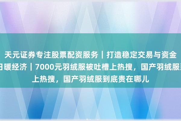 天元证券专注股票配资服务｜打造稳定交易与资金配置体系 冬日暖经济｜7000元羽绒服被吐槽上热搜，国产羽绒服到底贵在哪儿